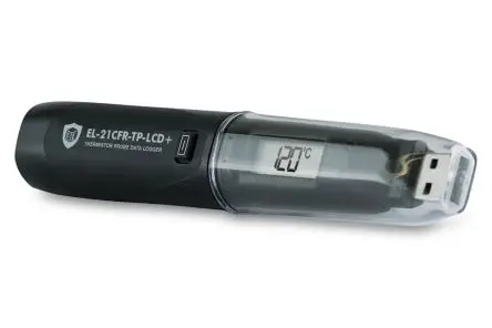Produktfoto 1 von Lascar EL-21CFR-TP-LCD+ Temperatur Temperatur Datenprotokolliergerät, USB, -35 °C → 80 °C