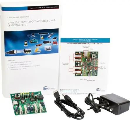 Produktfoto 1 von Infineon 4-Anschluss-HUB Multi-TT Entwicklungstool Kommunikation und Drahtlos USB 2.0 Four-Port Hub Board