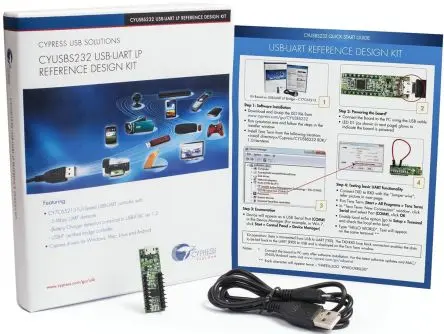 Produktfoto 1 von Infineon USB-UART LP-Brücke Entwicklungstool Kommunikation und Drahtlos CYUSBS232 Development board Referenzdesign