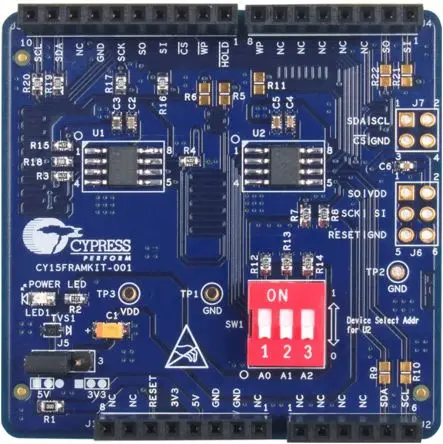 Produktfoto 1 von Infineon Serieller F-RAM Arduino kompatible Platine, Arduino-Shield