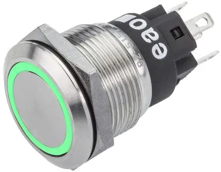 Produktfoto 1 von EAO 82 Druckschalter Grün Beleuchtet Tastend Panel Ø 19 mm, 1-poliger Umschalter / 3A 240 V dc 240 V ac, IP65, IP67