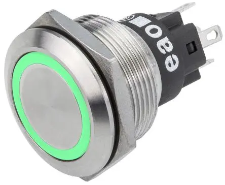 Produktfoto 1 von EAO 82 Druckschalter Grün Beleuchtet Tastend Panel Ø 22 mm, 1-poliger Umschalter / 3A 240 V dc 240 V ac, IP65, IP67