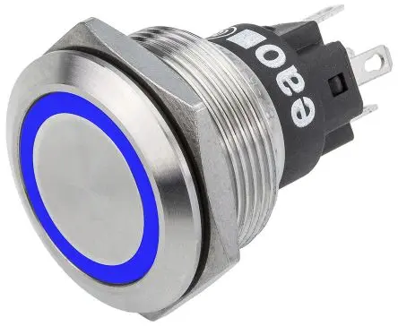 Produktfoto 1 von EAO 82 Druckschalter Blau Beleuchtet Tastend Panel Ø 22 mm, 1-poliger Umschalter / 3A 240 V dc 240 V ac, IP65, IP67