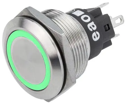 Produktfoto 1 von EAO 82 Druckschalter Grün Beleuchtet Tastend Panel Ø 22 mm, 1-poliger Umschalter / 3A 240 V dc 240 V ac, IP65, IP67