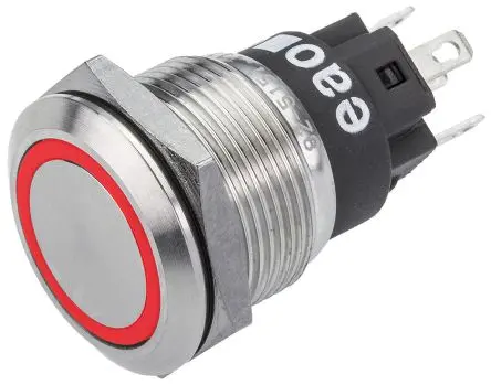 Produktfoto 1 von EAO 82 Druckschalter Rot Beleuchtet Tastend Panel Ø 19 mm, 1-poliger Umschalter / 200mA 240 V dc 240 V ac, IP65, IP67