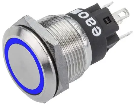 Produktfoto 1 von EAO 82 Druckschalter Blau Beleuchtet Tastend Panel Ø 19 mm, 1-poliger Umschalter / 200mA 240 V dc 240 V ac, IP65, IP67