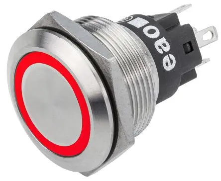 Produktfoto 1 von EAO 82 Druckschalter Rot Beleuchtet Tastend Panel Ø 22 mm, 1-poliger Umschalter / 200mA 24 V dc 24 V ac, IP65, IP67