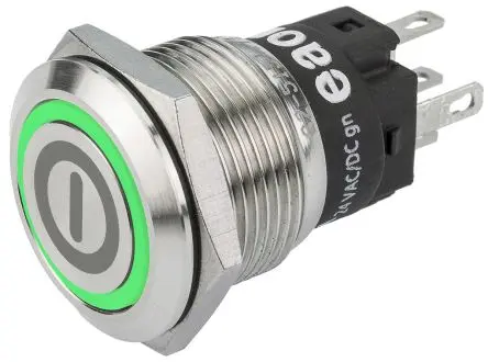Produktfoto 1 von EAO 82 Druckschalter Grün Beleuchtet Tastend Panel Ø 19 mm, 1-poliger Umschalter / 3A 240 V dc 240 V ac, IP65, IP67
