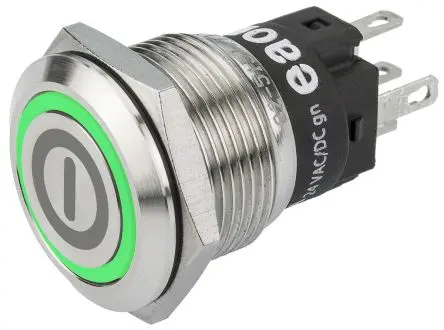 Produktfoto 1 von EAO 82 Druckschalter Grün Beleuchtet Tastend Panel Ø 19 mm, 1-poliger Umschalter / 200mA 240 V dc 240 V ac, IP65, IP67