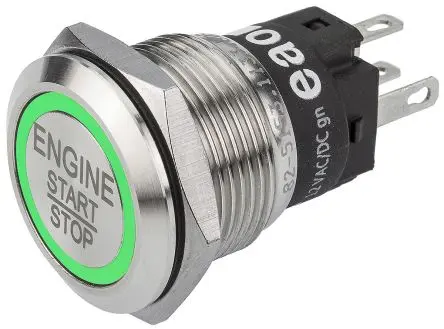 Produktfoto 1 von EAO 82 Druckschalter Grün Beleuchtet Tastend Panel Ø 19 mm, 1-poliger Umschalter / 200mA 240 V dc 240 V ac, IP65, IP67