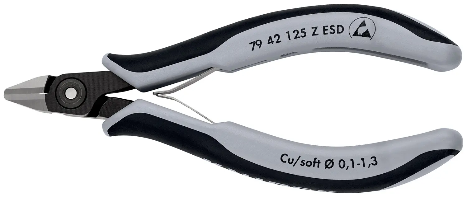 Produktfoto 1 von Knipex Knipex ESD-Sicherheit Ohne abgeflachte Kante Seitenschneider Schließer (NO) 125 mm / Backen 11mm, Schneidleistung