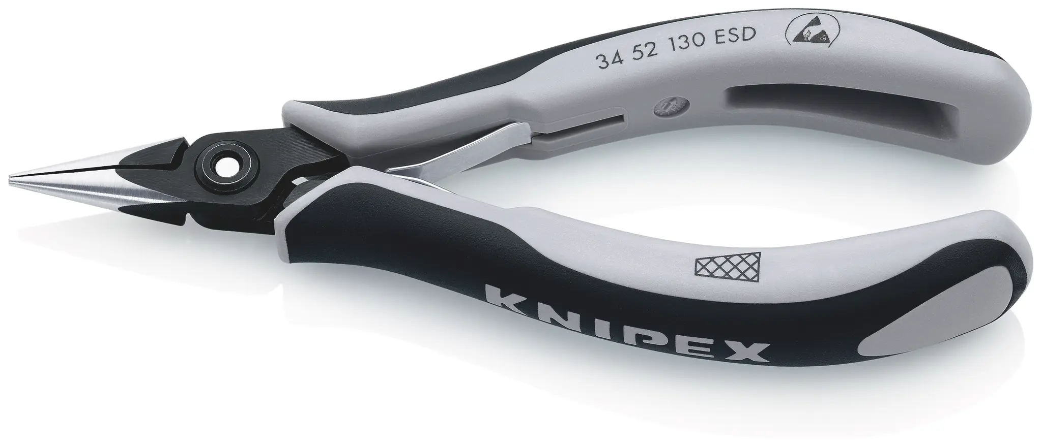 Produktfoto 1 von Knipex 34 52 Rundzange / Backen 23mm Halbrund 138 mm ESD-Sicherheit