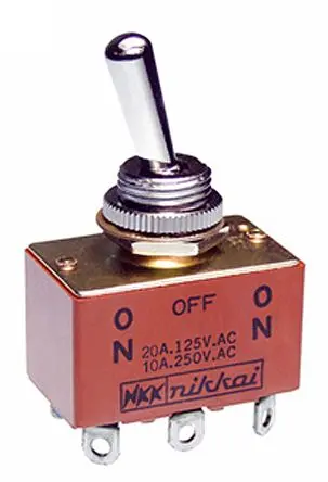 Produktfoto 1 von NKK Switches Panel Kippschalter 2-poliger Wechsler, Ein-Aus-Ein, 30 V dc, 125 V ac, 20A, IP67, Lot