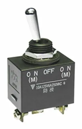 Produktfoto 1 von NKK Switches Panel Kippschalter 1-poliger Umschalter, Tastend-Aus-Tastend, 30 V dc, 125 V ac, 10A, IP67, Schraube
