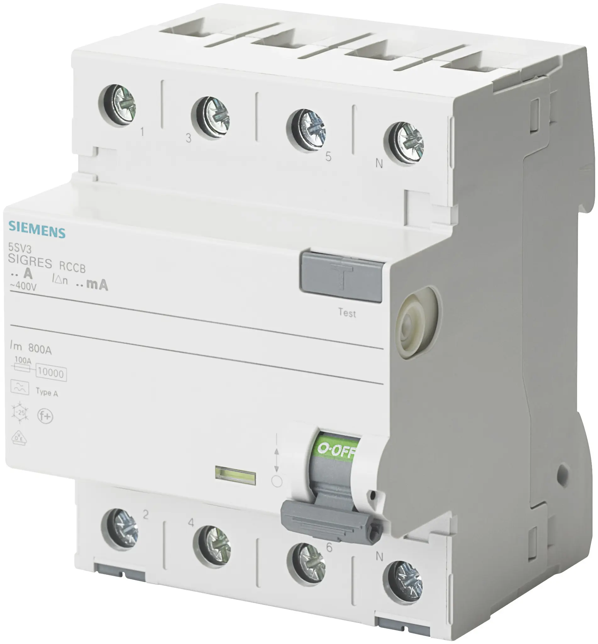 Produktfoto 1 von Siemens 5SV3 RCCB, 4-polig, 40A, 30mA Typ A Sentron