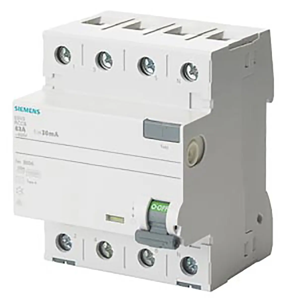 Produktfoto 1 von Siemens 5SV3 RCCB, 4-polig, 25A, 30mA Typ A Sentron