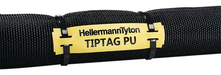 Produktfoto 1 von HellermannTyton Kabeletiketten B. 100 mm für TT430, TT4000+ 125 Per Pack auf Gelb 100 mm Schwarz Polyurethan