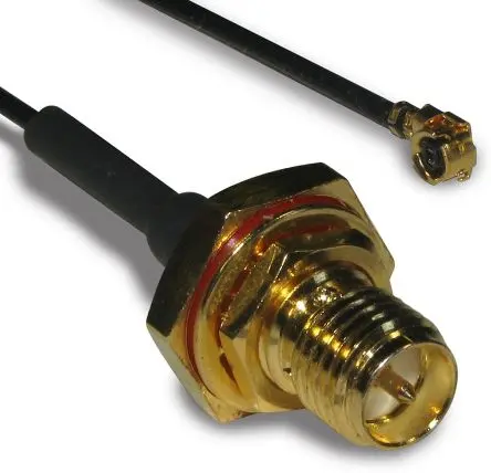 Produktfoto 1 von Radiall MML Koaxialkabel Stecker, 50 Ω Buchse, 150 mm, MML / SMA, Schwarz