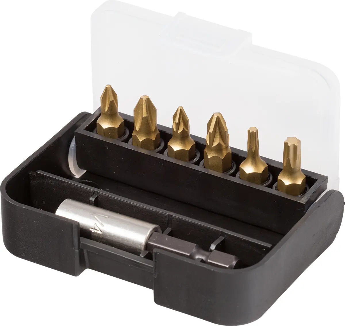 Produktfoto 1 von RS PRO Pozidriv, Innensechsrund, Phillips Bitsatz schlagfest Edelstahl 1/4 in PH2, PZ1, PZ2, T20, T25, Länge 50 mm,