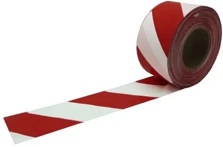 Produktfoto 1 von RS PRO RSNA 580 RB Hochdichtes Polyethylen Markierungsband Weiß, Rot Typ Trassierband, Stärke 0.025 mm, 75mm x 500 m