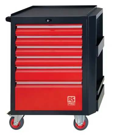 Produktfoto 1 von RS PRO Stahl Rollenschrank, Typ Werkzeugschrank 6 Schubladen mit Rädern, 975 mm x 450mm x 710 mm
