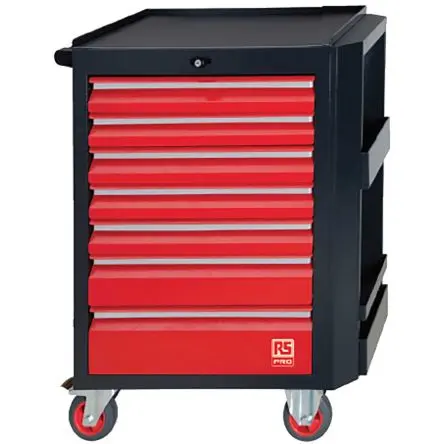 Produktfoto 1 von RS PRO Werkzeugschrank 7 Schubladen mit Rädern, 975 mm x 710mm x 450 mm