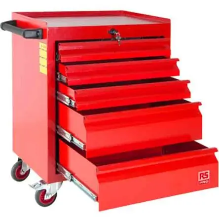 Produktfoto 1 von RS PRO Werkzeugschrank 5 Schubladen mit Rädern