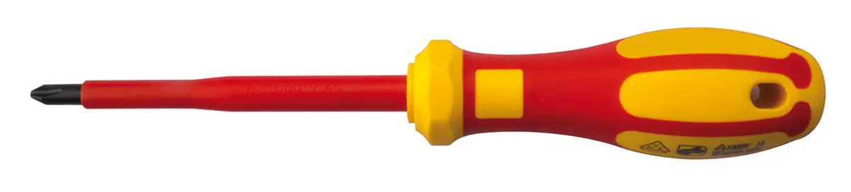 Produktfoto 1 von RS PRO VDE 1000V zugelassen PH2 Isoliert, Molybdänstahl, Chrom Vanadium Stahl, 210 mm / Klinge 100 mm