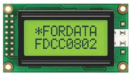 Produktfoto 1 von Fordata FC Alphanumerische LCD-Anzeige, Alphanumerisch LED Gelb, Grün 2 x 8, Hintergrund Gelb, Grün, 4 Bit Interface