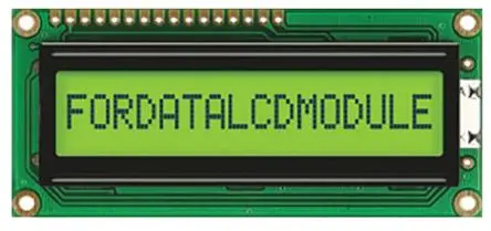Produktfoto 1 von Fordata FC Alphanumerische LCD-Anzeige, Alphanumerisch LED Gelb, Grün 1 Zeile mit 16 Zeichen, Hintergrund Gelb, Grün, 4