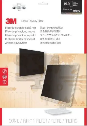 Produktfoto 1 von 3M Monitor Sichtschutz, Datenschutz Schwarz 482.6 mm Touchscreen kompatibel
