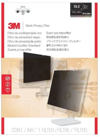 Produktfoto 1 von 3M Monitor Sichtschutz, Datenschutz Schwarz 508 mm Touchscreen kompatibel