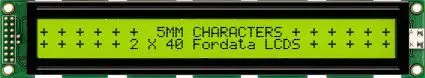 Fordata FC Alphanumerische LCD-Anzeige, Alphanumerisch LED Grün, Gelb 2 x 40, Hintergrund Gelb, Grün, 4 Bit Interface