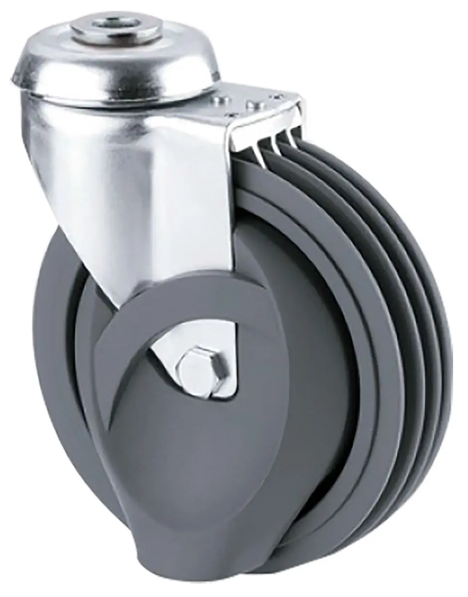 Produktfoto 1 von Tente Drehlager Lenkrolle, Rad ø 125mm, 160kg, Ges H. 153mm, Rad B. 32mm, Einfachbolzen, Polyurethan-Material inkl