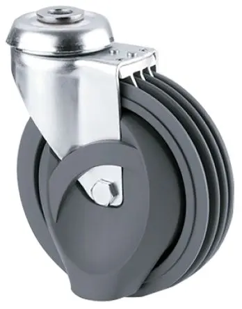 Produktfoto 1 von Tente Drehlager Lenkrolle, Rad ø 125mm, 160kg, Ges H. 153mm, Rad B. 32mm, Einfachbolzen, Polyurethan-Material inkl