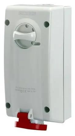 Produktfoto 1 von Scame 560 CEE Steckvorrichtung Überspannungsschutz, Buchse Rot Gerade 3+N+E 6 h 32A, 415V, IP44