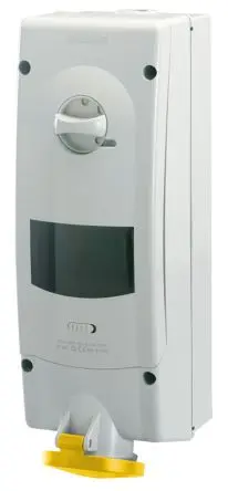 Produktfoto 1 von Scame 567 CEE Steckvorrichtung Überspannungsschutz, Buchse Gelb Gerade 2+E 4 h 32A, 110V, IP44
