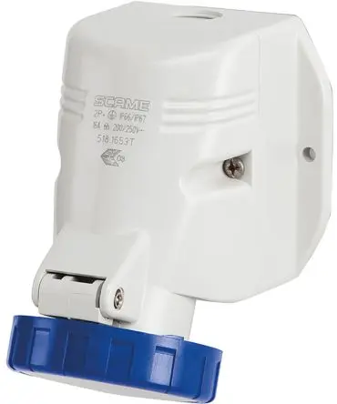 Produktfoto 1 von Scame OPTIMA-TOP Leistungssteckverbinder Blau, 230V 2P+PE / 63A, Wand IP44