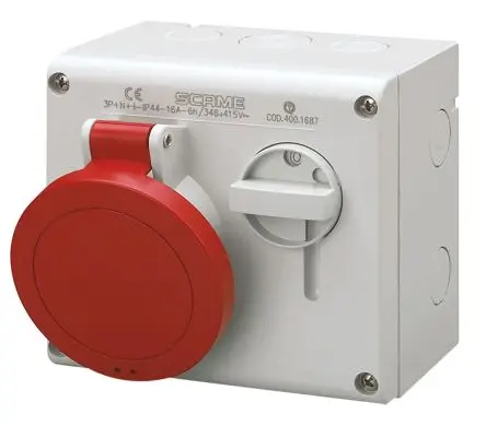 Produktfoto 1 von Scame 500 CEE Steckvorrichtung Überspannungsschutz, Buchse Rot Gerade 3+N+E 6 h 16A, 415V, IP44