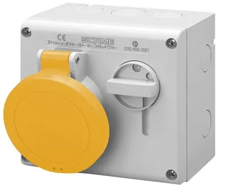 Produktfoto 1 von Scame 500 CEE Steckvorrichtung Überspannungsschutz, Buchse Gelb Gerade 2+E 4 h 32A, 130V, IP44