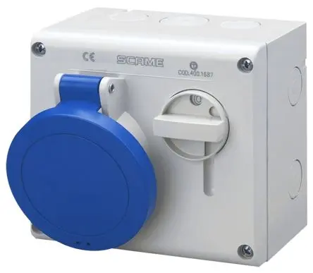 Produktfoto 1 von Scame 500 CEE Steckvorrichtung Überspannungsschutz, Buchse Blau Gerade 2+E 6 h 32A, 250V, IP44