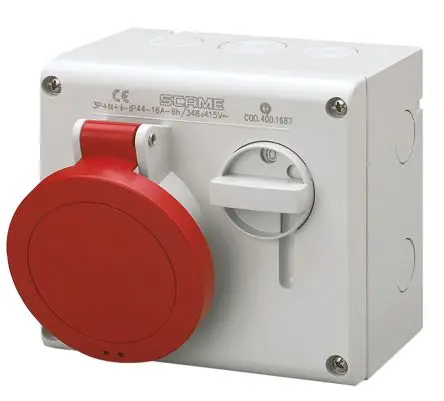 Produktfoto 1 von Scame 500 CEE Steckvorrichtung Überspannungsschutz, Buchse Rot Gerade 3+E 6 h 32A, 400V, IP44