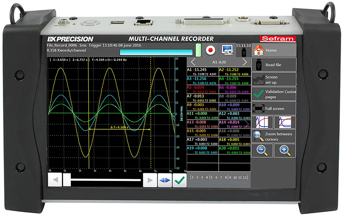 Produktfoto 1 von Sefram 20-Kanal Strom, Widerstand, Temperatur, Thermoelement, Spannung Datenlogger, 200V / 1mA, 0°C → +40°C, Sensor B,