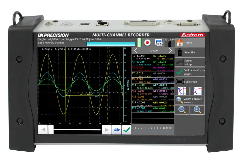 Produktfoto 1 von Sefram 20-Kanal Strom, Widerstand, Temperatur, Thermoelement, Spannung Datenlogger, 200V / 1mA, 0°C → +40°C, Sensor B,