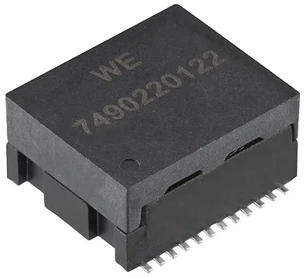 Produktfoto 1 von Wurth Elektronik LAN-Ethernet-Transformator Oberfläche 1 Ports -1dB, L. 18.29 mm B. 14.7 mm T. 8.8 mm