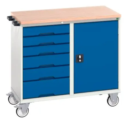 Produktfoto 1 von Bott Stahlblech Rollenschrank, Typ Gestellwagen 6 Schubladen mit Rädern, 980 mm x 1.05m x 600 mm