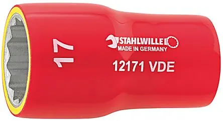Produktfoto 1 von STAHLWILLE 3/8 Zoll Isolierte Standardbuchse Steckschlüsseleinsatz 16mm 12-Punkt VDE x 49 mm