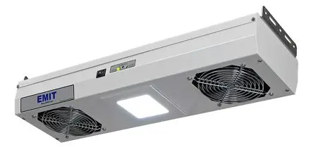 Desco Europe, 10 to 20 V Ionisator Typ F - Schutzkontakt Deckenmontage mit 2 Lüftern, 566 mm x 168mm x 99 mm