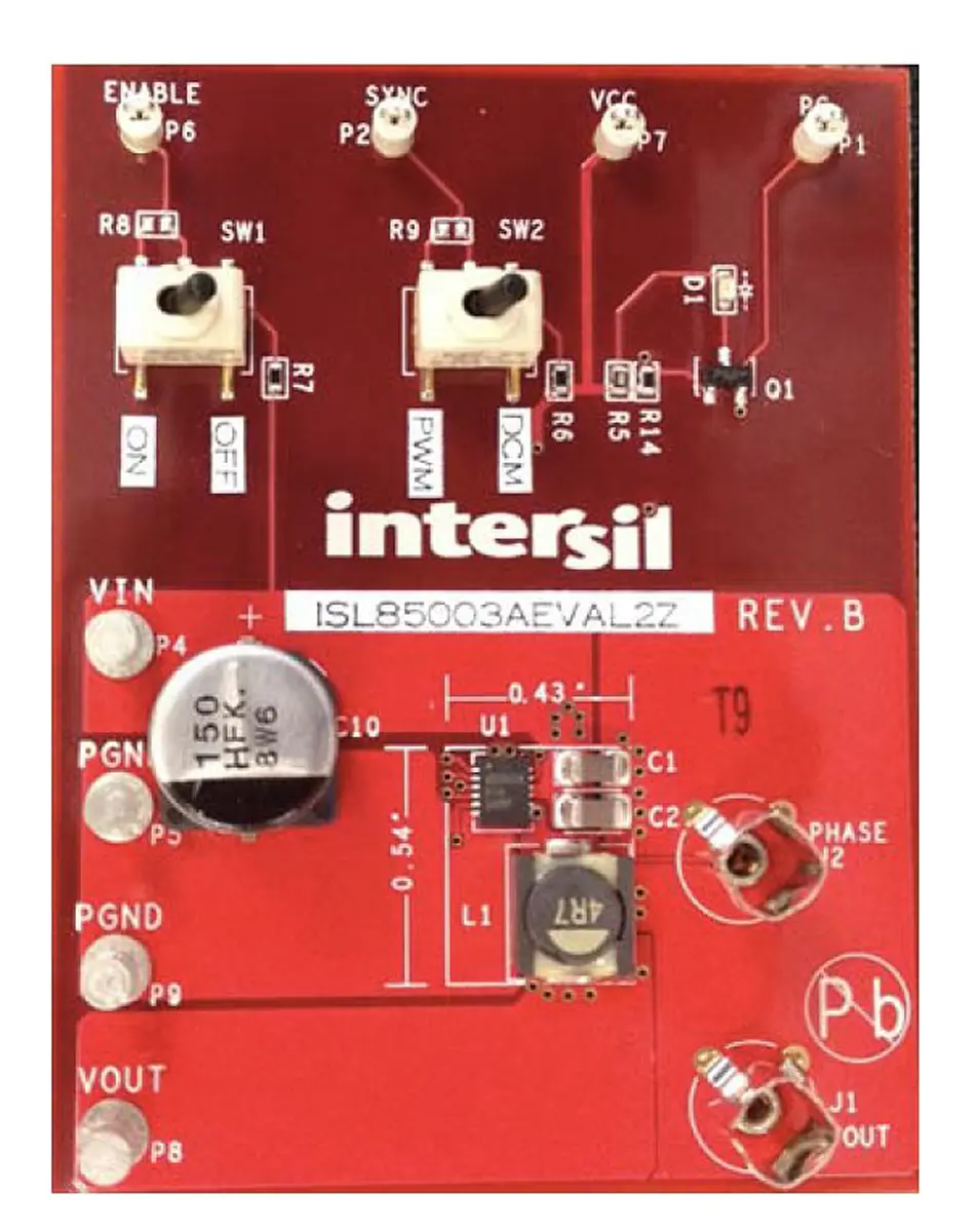 Produktfoto 1 von Renesas Electronics ISL85003FRZ, ISL85003AFRZ Evaluierungsplatine, Evaluierungsplatine Abwärtsregler, für ISL85003AFRZ