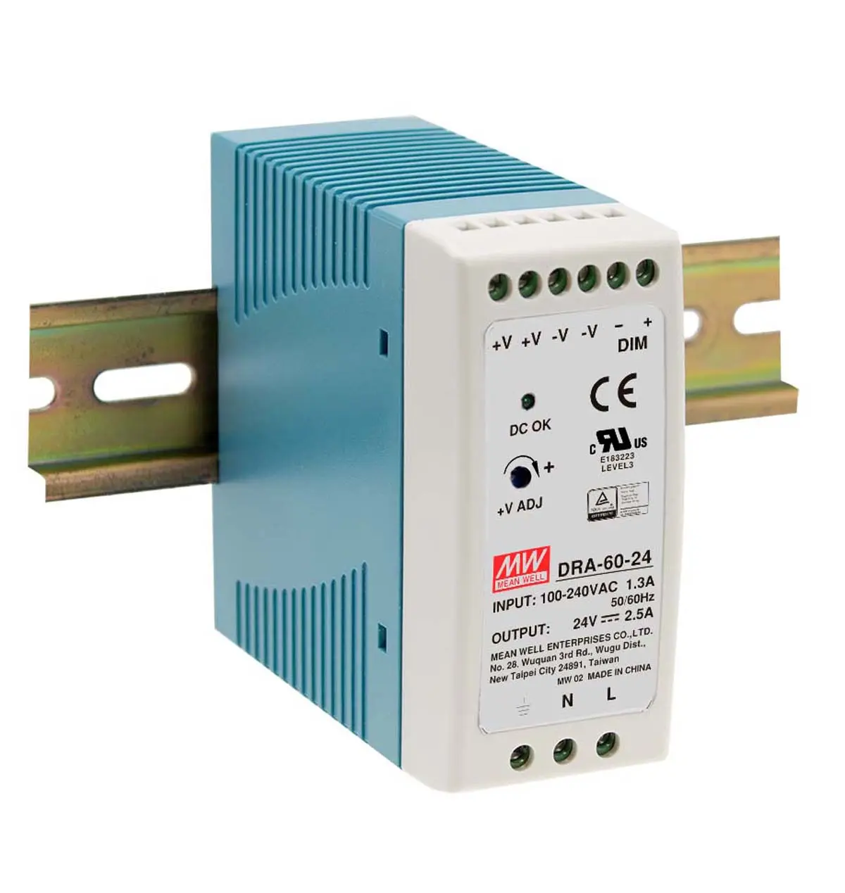 Produktfoto 1 von MEAN WELL DRA DIN-Schienen Netzteil Getaktet 12V dc / 5A 60W 90 → 264 V ac / 120 →370V dc